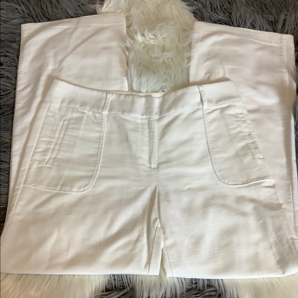 WOMENS LINEN WIDE LEG PANT WHITE SIZE 12